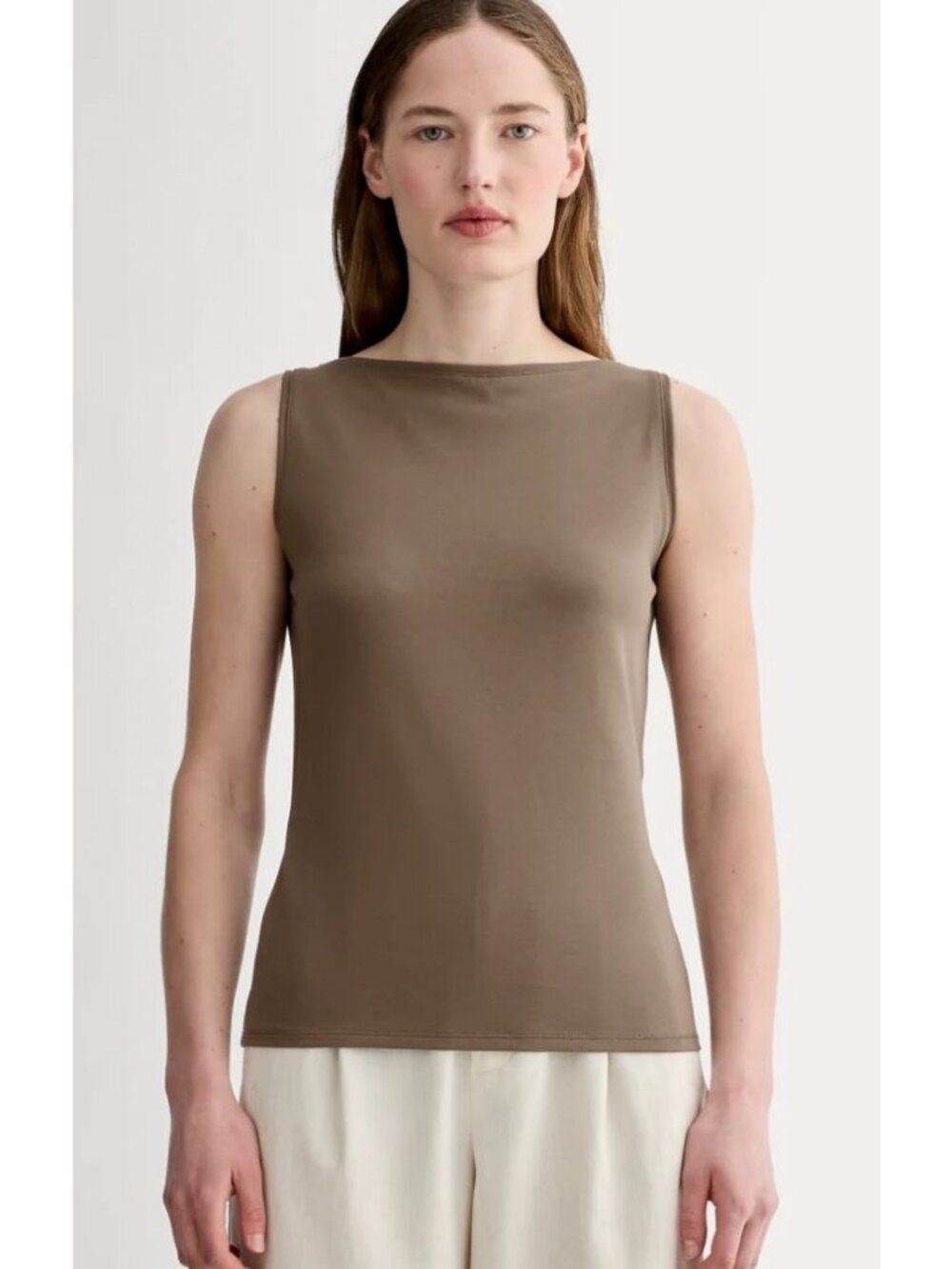 Everlane The Form Boatneck Tank Women's Size XL in Deep Taupe New With Tags!